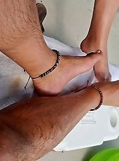 Unwinding with our feet basking in the sunlight