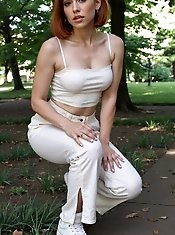 A hot cougar has fun with someone when nobody else is around