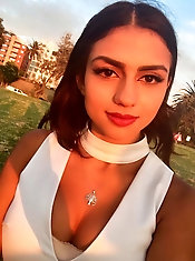 Lena Moores large breasts featured in the video