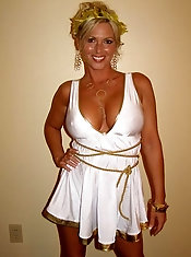 A mature grandmother displays her skills